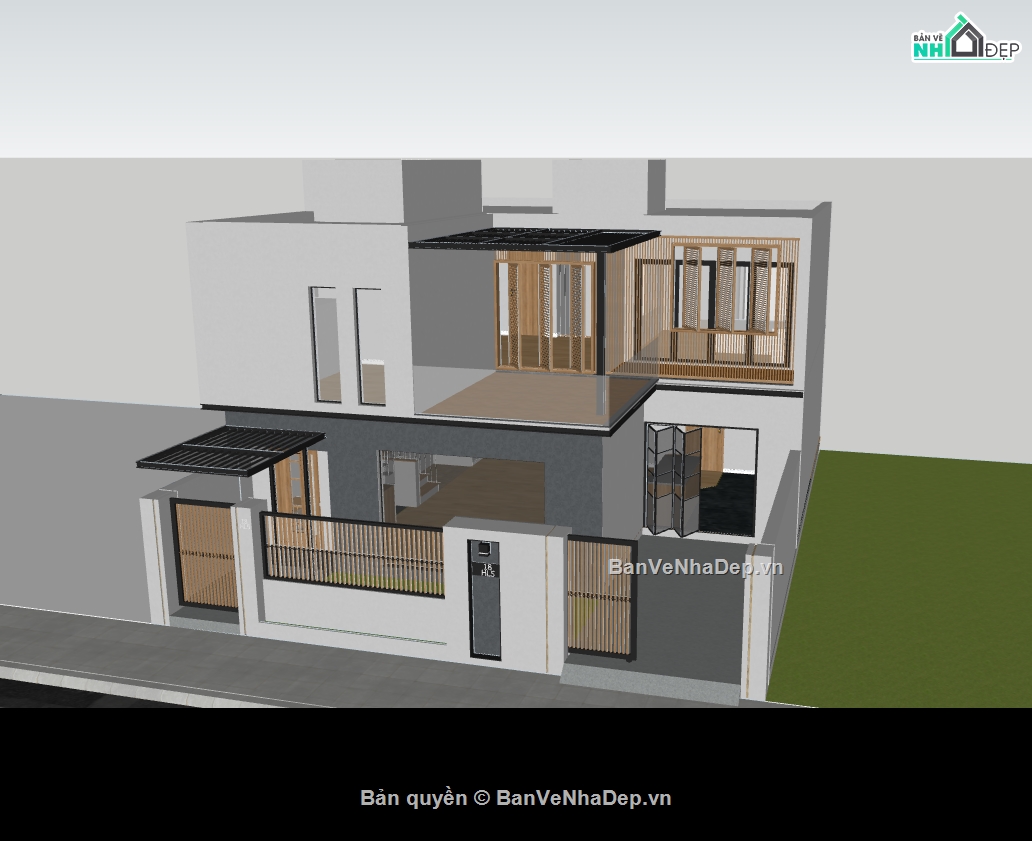 biệt thự,sketchup biệt thự,biệt thự 2 tầng