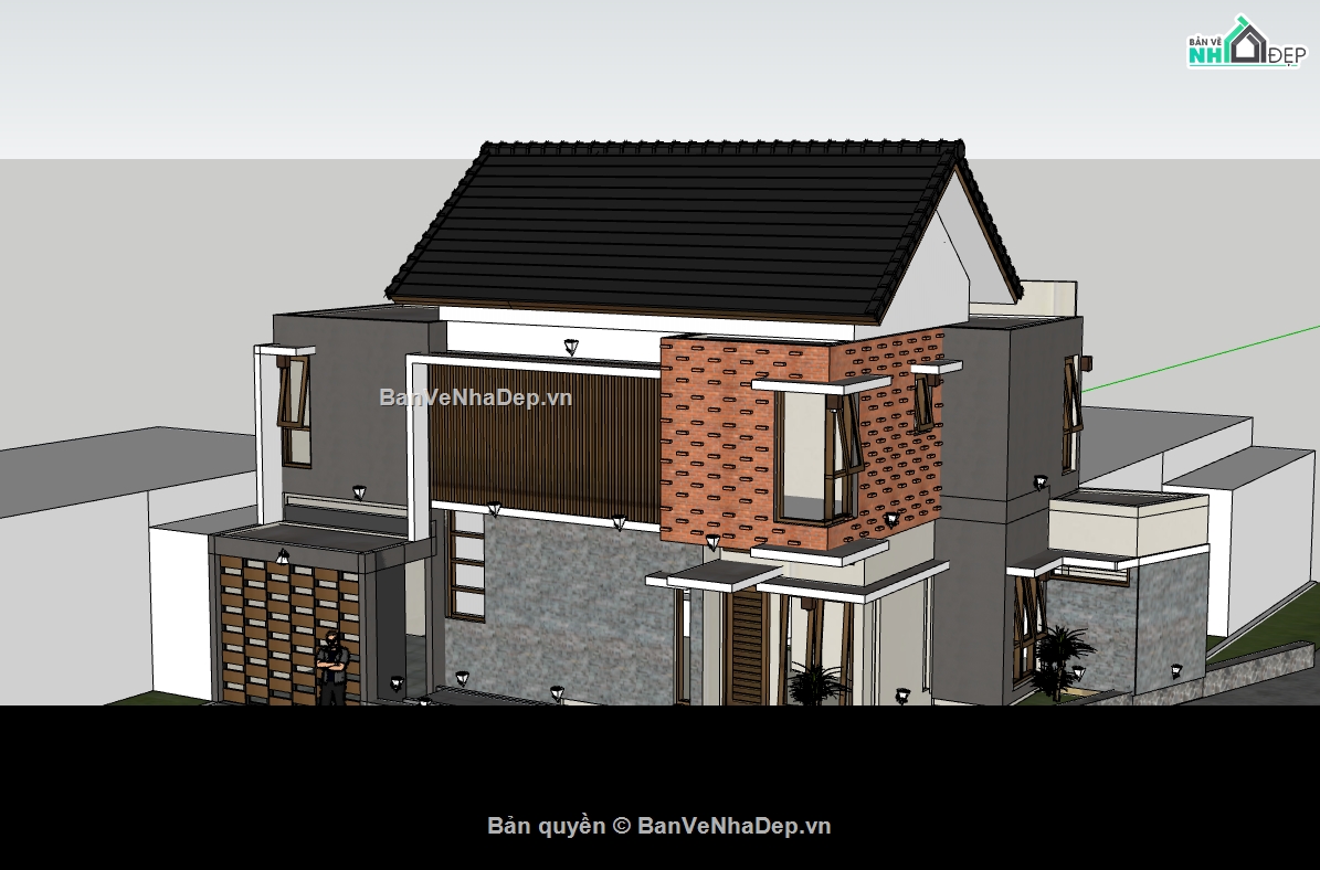 biệt thự 2 tầng,biệt thự sketchup,sketchup biệt thự,sketchup biệt thự 2 tầng