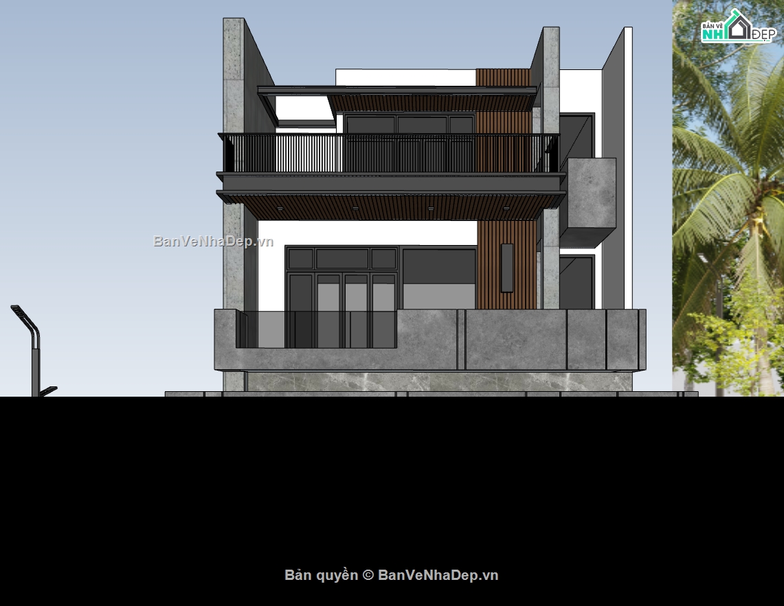 biệt thự 3 tầng,su biệt thự,sketchup biệt thự