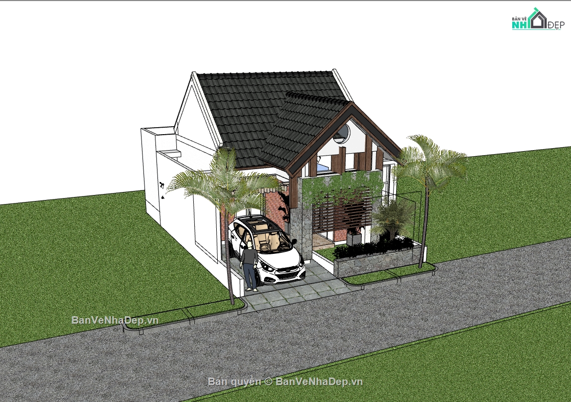 su nhà cấp 4,sketchup nhà cấp 4,nhà cấp 4