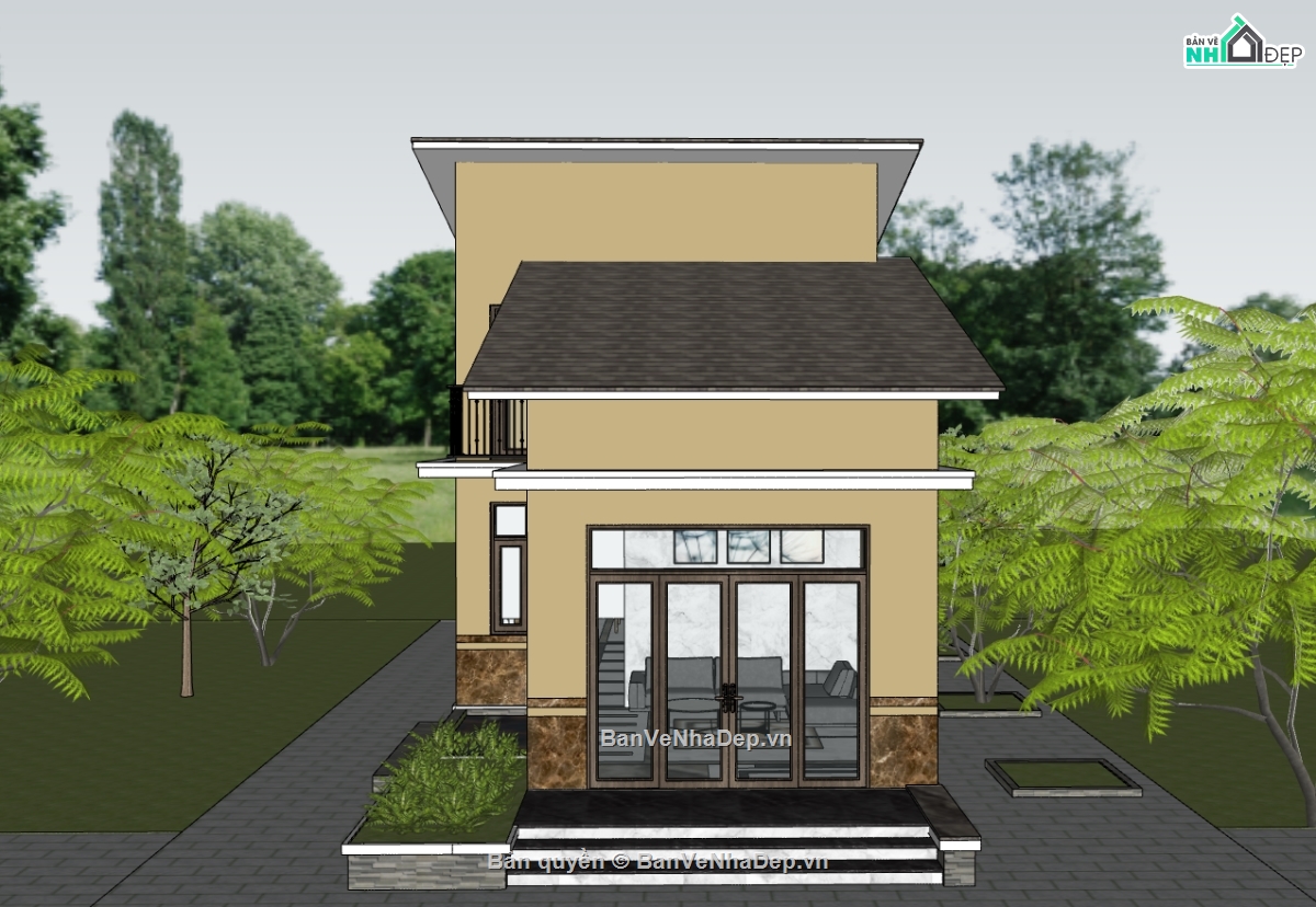 su nhà phố,sketchup nhà phố,nhà phố 2 tầng