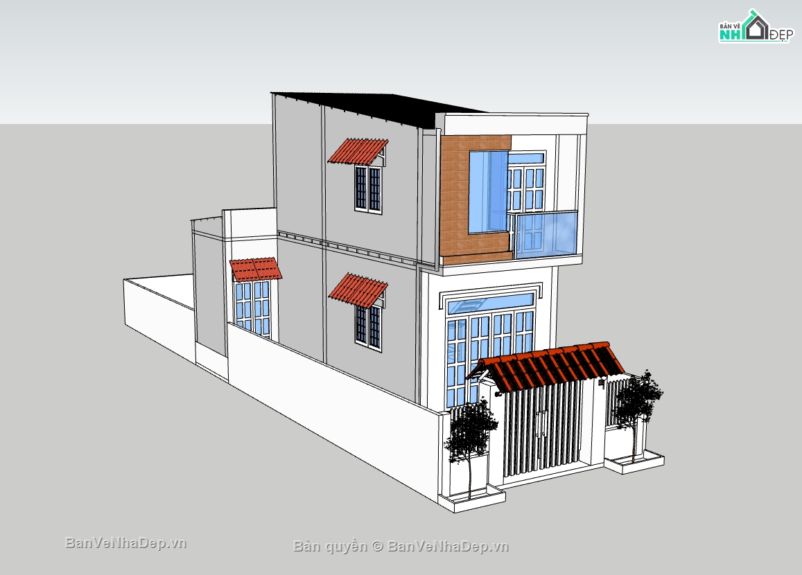 su nhà phố,sketchup nhà phố,su nhà phố 2 tầng