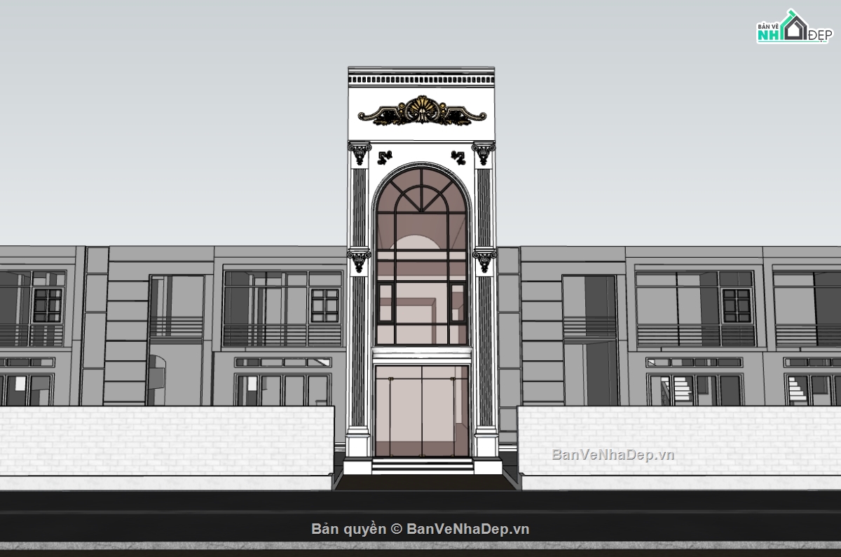 nhà phố 3 tầng,su nhà phố,sketchup nhà phố