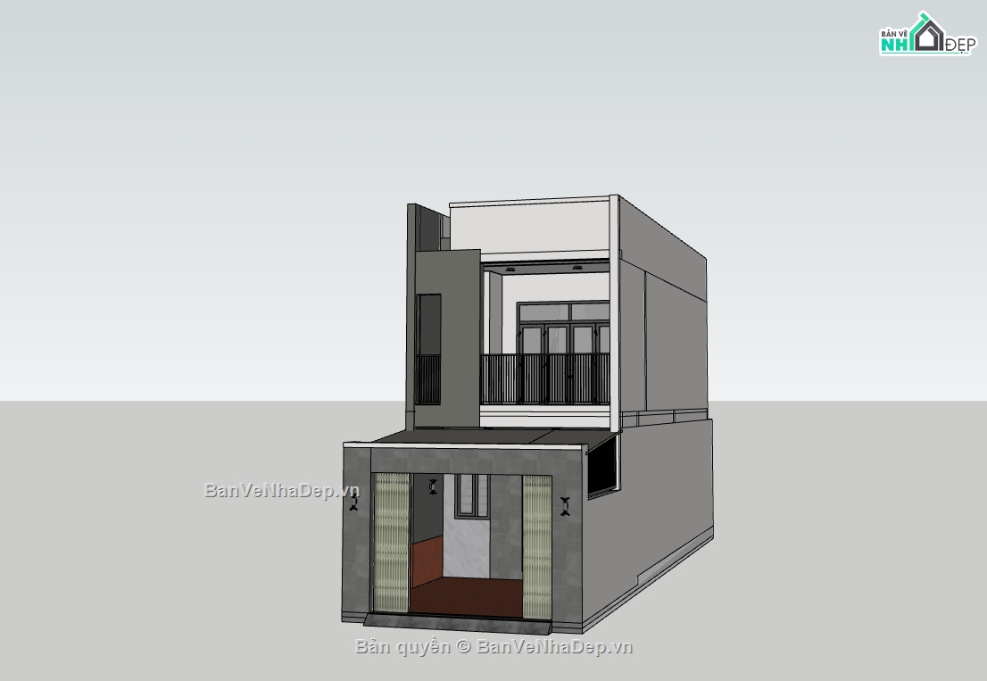 su nhà phố,sketchup nhà phố,su nhà phố 2 tầng