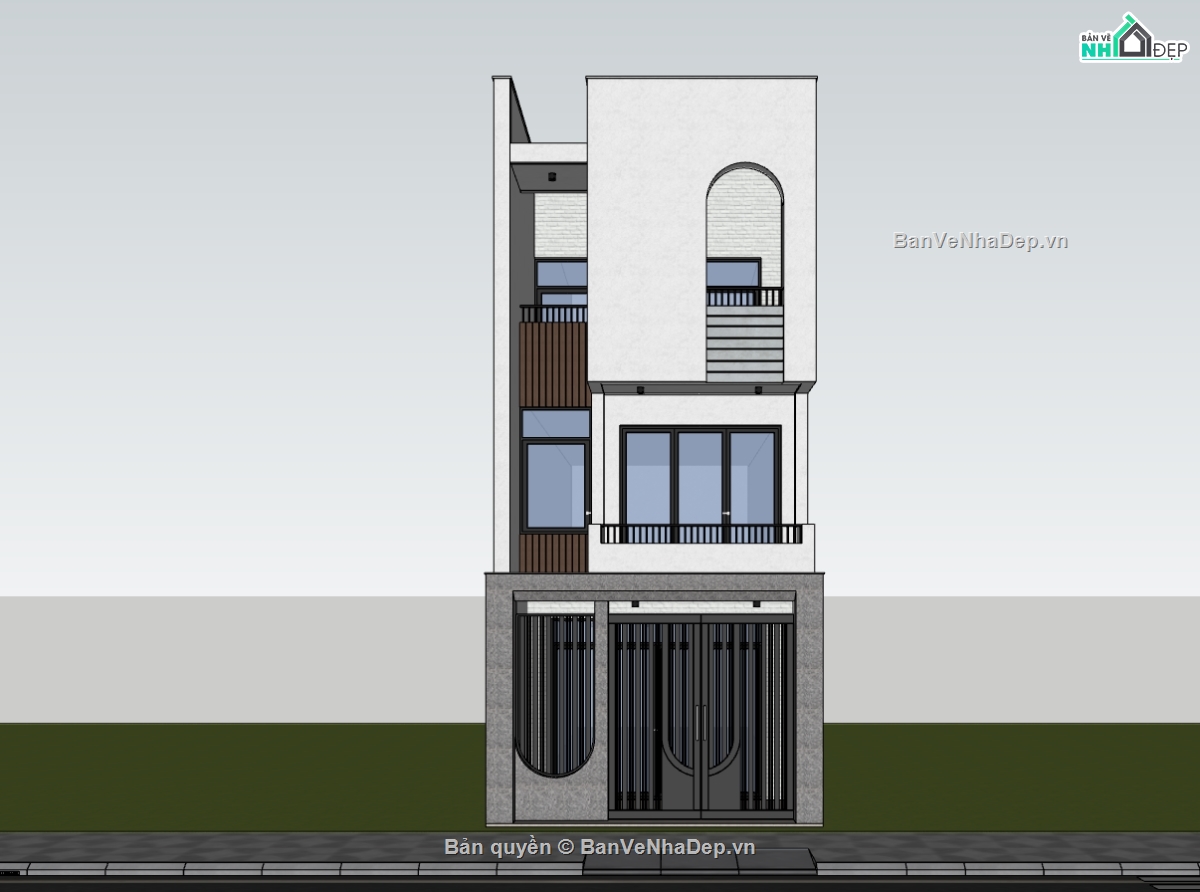 nhà phố 3 tầng,nhà 3 tầng,sketchup nhà phố 3 tầng