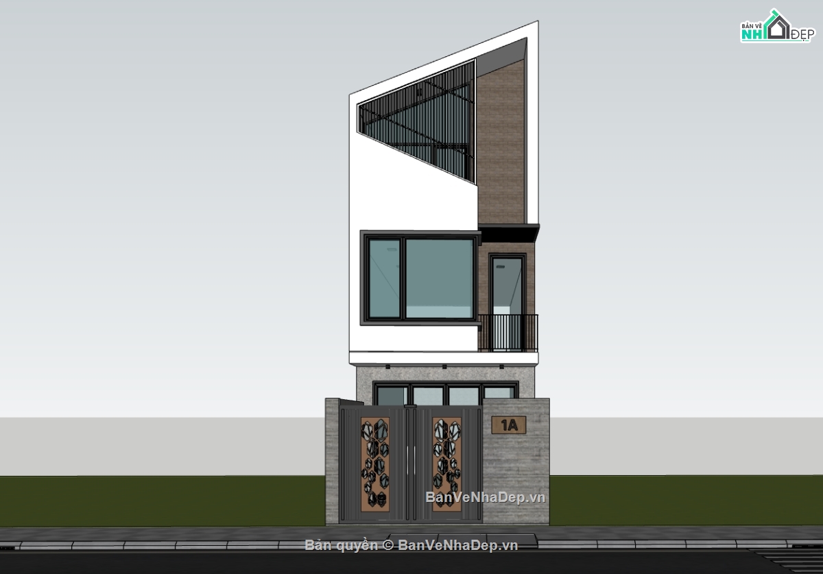 nhà phố 3 tầng,sketchup nhà phố,su nhà phố 3 tầng