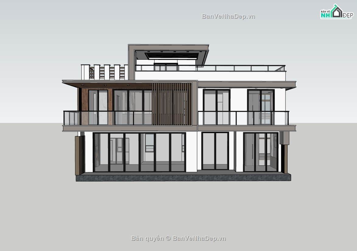 biệt thự 2 tầng,su biệt thự 2 tầng,sketchup biệt thự