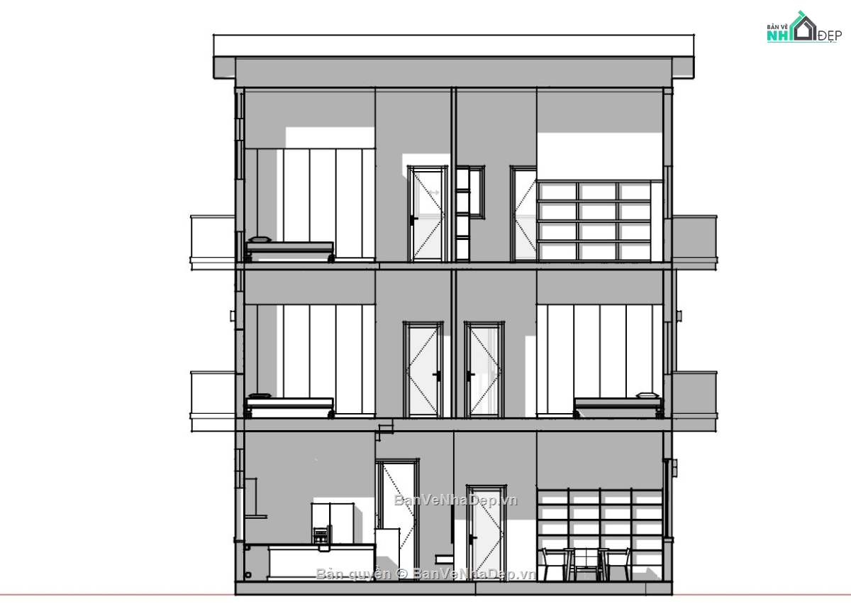 biệt thự sketchup,model su biệt thự 3 tầng,phối cảnh biệt thự 3 tầng,bản vẽ thiết kế biệt thự 3 tầng