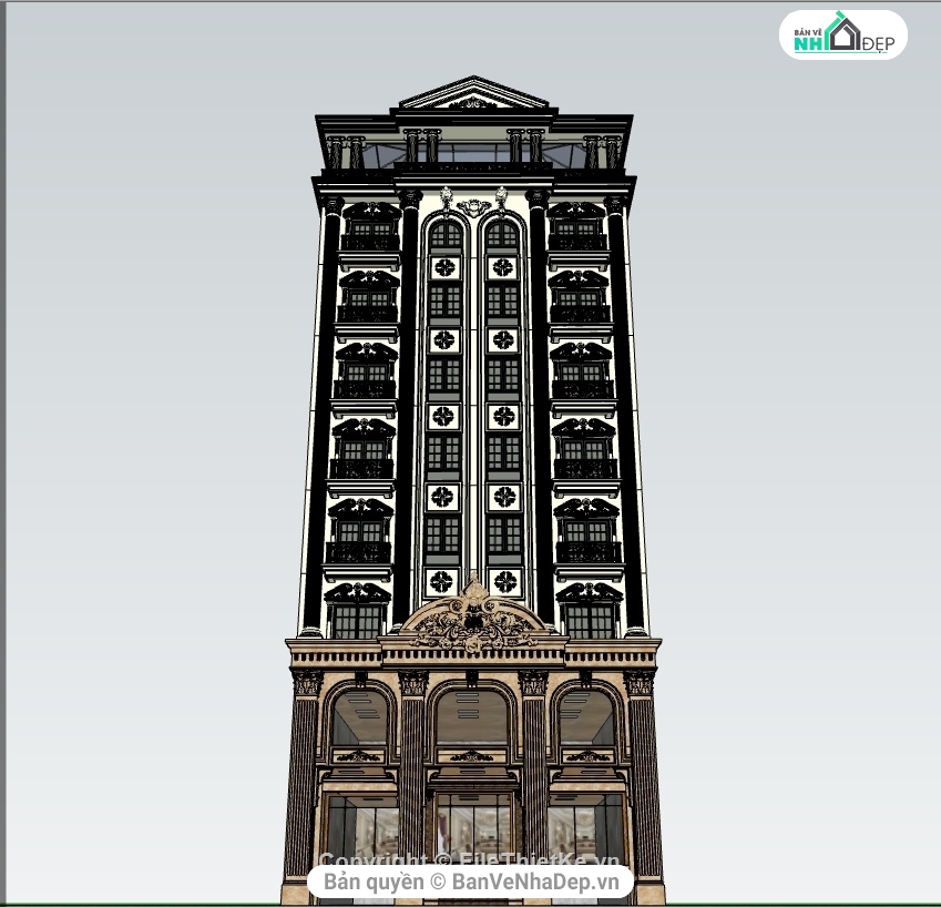 File sketchup khách sạn tân cổ điển,Model sketchup khách sạn tân cổ điển,File sketchup khách sạn tân cổ điển cực chi tiết,Su khách sạn tân cổ điển,khách sạn tân cổ điển,mẫu thiết kế khách sạn 9 tầng