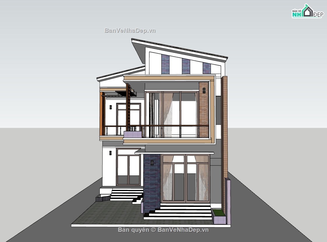 biệt thự 2 tầng,su biệt thự,sketchup biệt thự