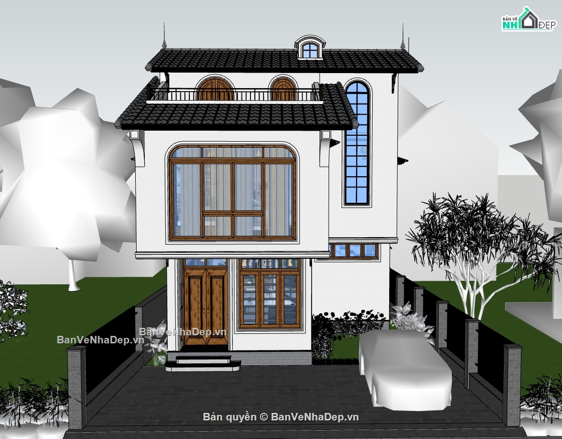 biệt thự 3 tầng,su biệt thự,sketchup biệt thự,su biệt thự 3 tầng