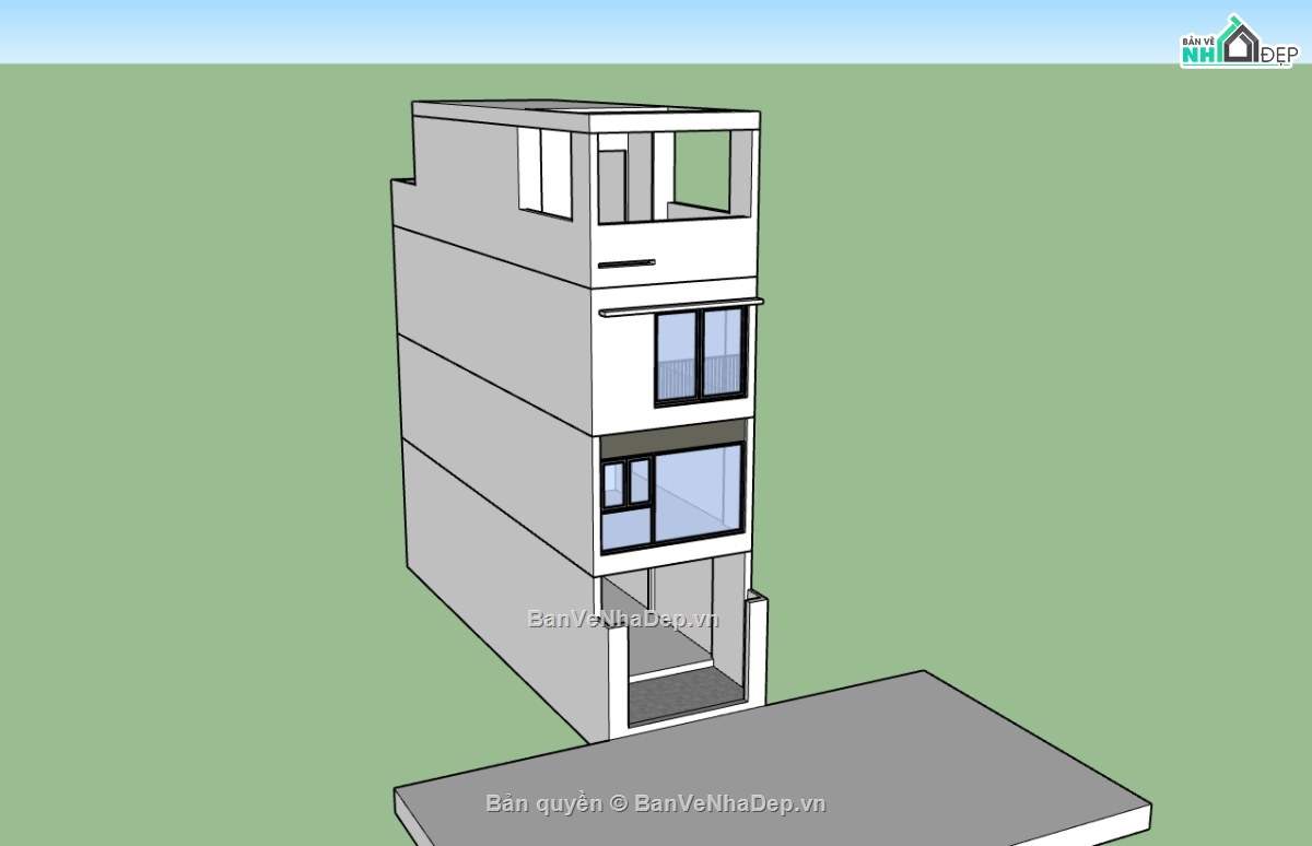 nhà 4 tầng,su nhà phố,sketchup nhà phố