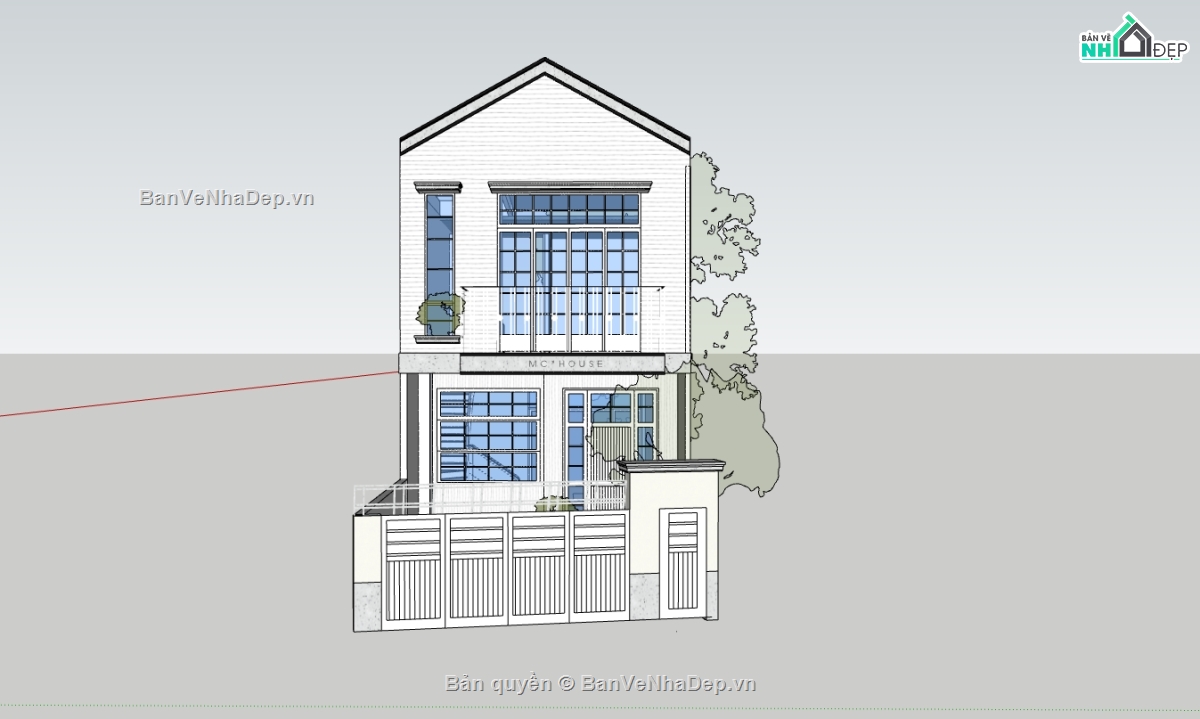 su nhà phố,sketchup nhà phố,nhà phố 2 tầng