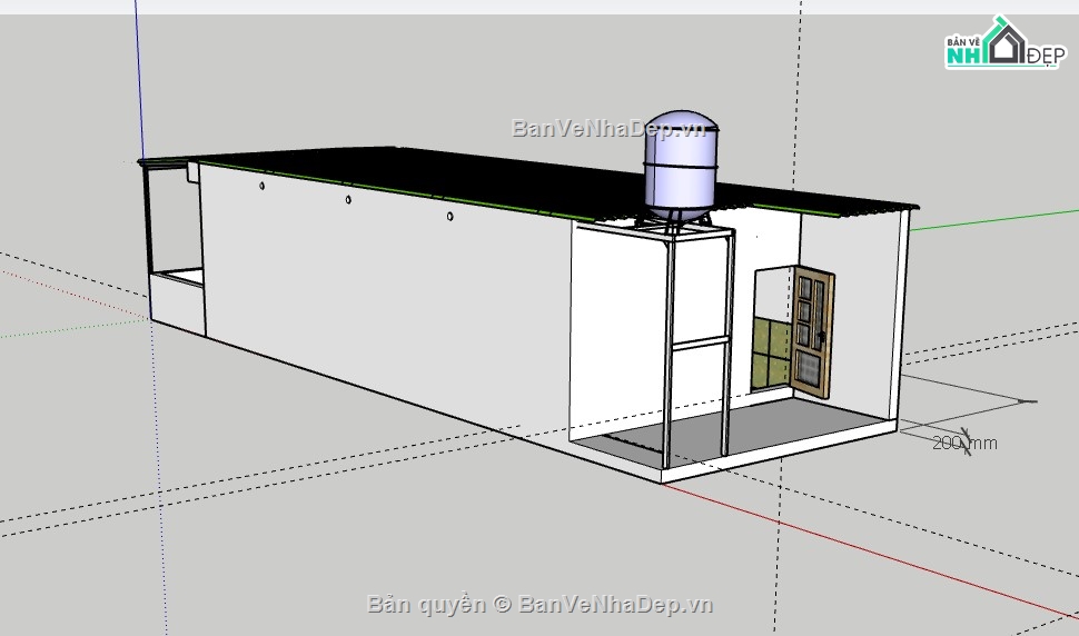 nhà cấp 4,nhà cấp 4 sketchup,sketchup nhà cấp 4,3d su nhà cấp 4