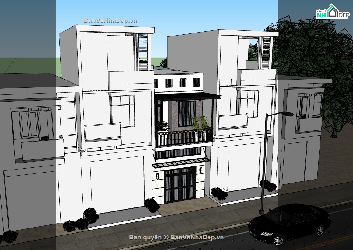 su nhà phố,sketchup nhà phố,su nhà phố 2 tầng,nhà phố 2 tầng