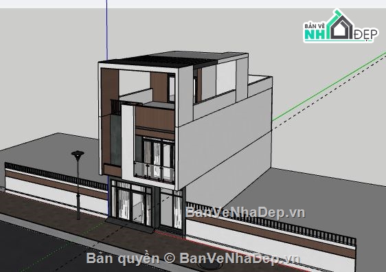 Nhà phố 2 tầng,model su nhà phố 2 tầng,sketchup nhà phố 2 tầng