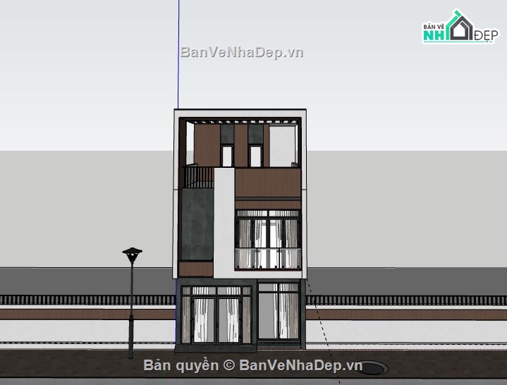 Nhà phố 2 tầng,model su nhà phố 2 tầng,sketchup nhà phố 2 tầng