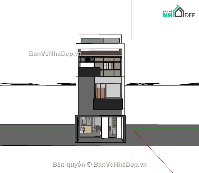 nhà phố 3 tầng,su nhà phố,sketchup nhà phố,su nhà phố 3 tầng