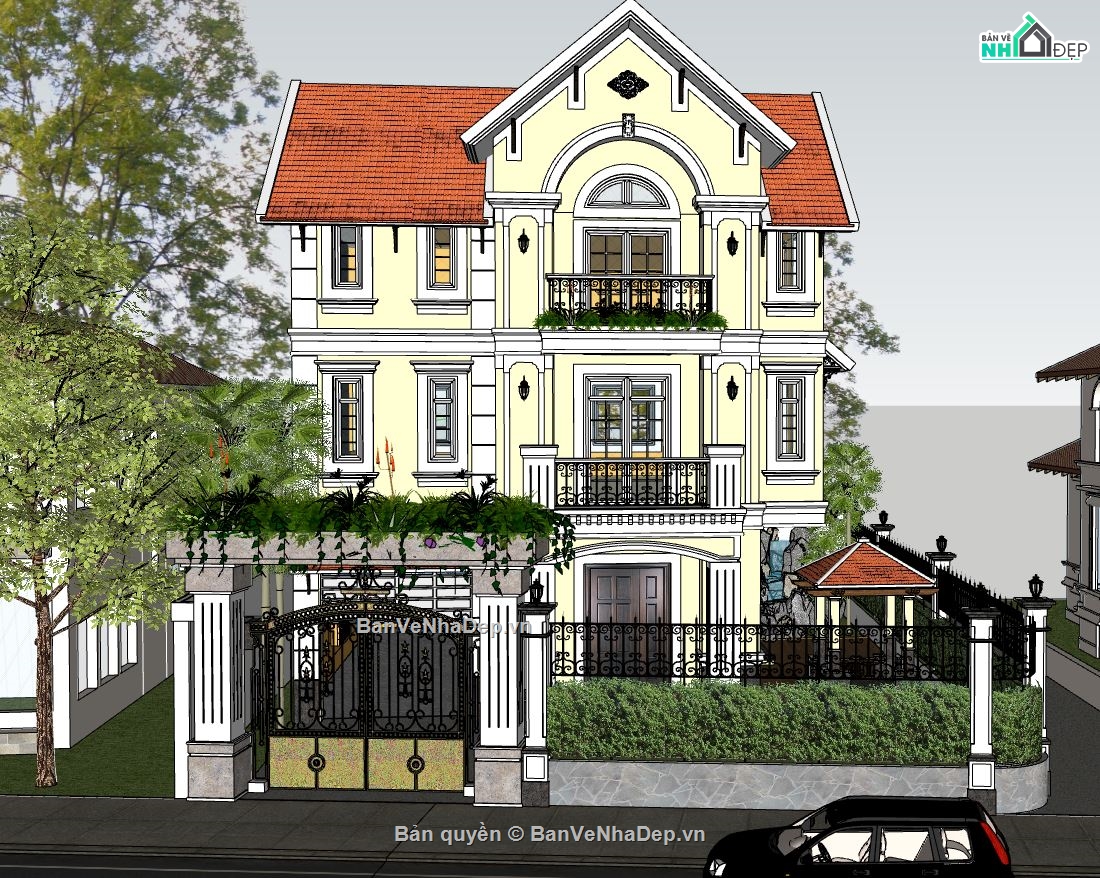 su villa 3 tầng,model su villa 3 tầng,model phối cảnh villa 3 tầng