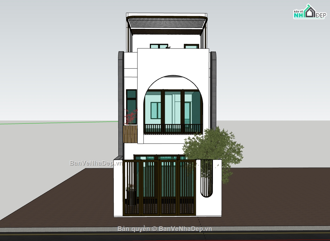 nhà phố 3 tầng,su nhà phố,sketchup nhà phố