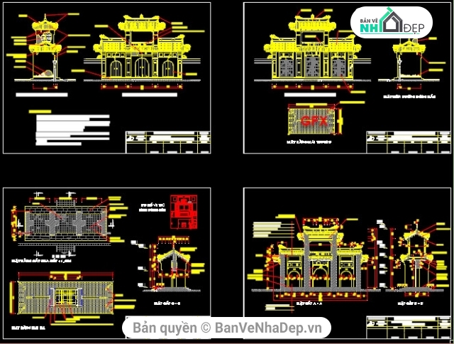 Bộ 7 File cad nhà thờ, đình chùa miễn phí tải nhiều nhất 2019