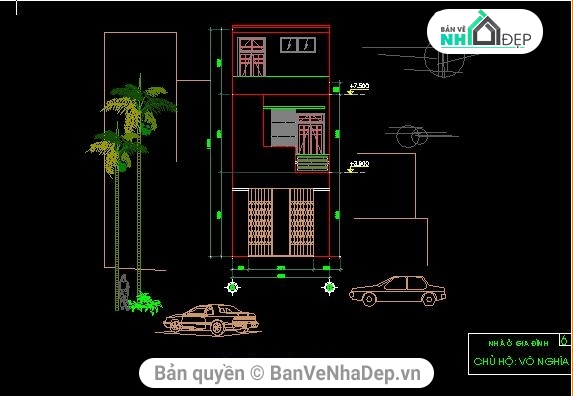 thiết kế nhà 2 tầng,Bản vẽ,Bản vẽ thiết kế nhà 2 tầng 1 tum