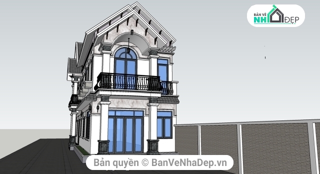 Tổng hợp 9 mẫu thiết kế nhà phố 2 tầng thiết kế đa dạng bằng Autocad + Sketchup