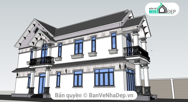 [CAD+SU] Thư viện tổng hợp 9 mẫu nhà phố 2 tầng các mẫu mới đa dạng phong phú