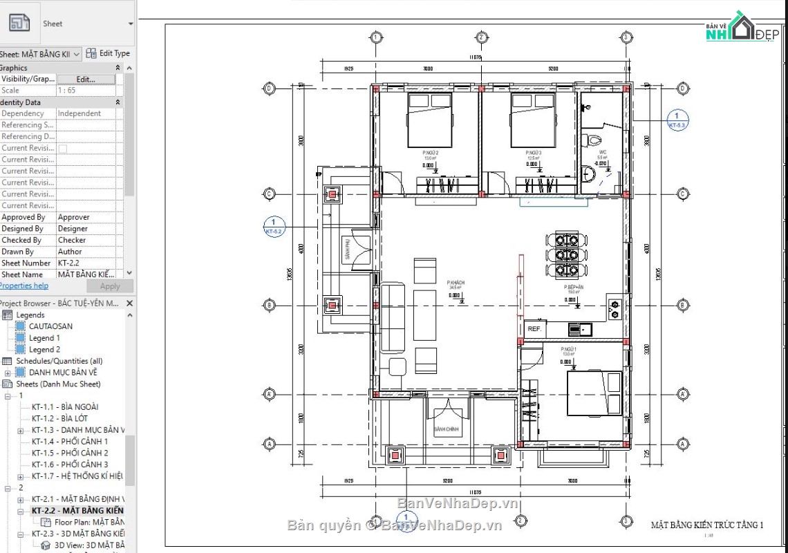 revit mẫu nhà mái thái,revit mái thái,biệt thự 1 tầng mái thái,revit nhà vườn