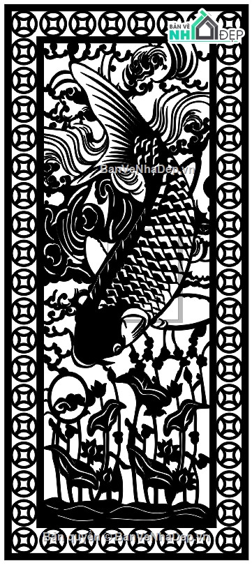 vách cổng cá chép cnc,mẫu cnc vách cổng cá chép,cổng cá chép CNC,vách cnc cá chép