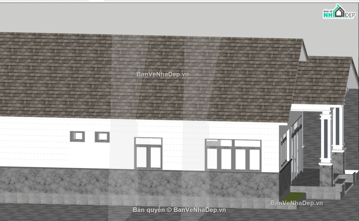 nhà 1 tầng,model sketchup nhà 1 tầng,bản vẽ su nhà 1 tầng,file sketchup nhà 1 tầng