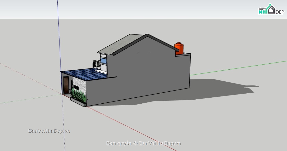 mẫu nhà cấp 4,sketchup nhà cấp 4,phối cảnh nhà cấp 4 sketchup