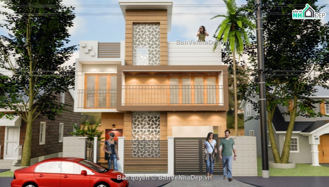 biệt thự 2 tầng,sketchup biệt thự,biệt thự hiện đại