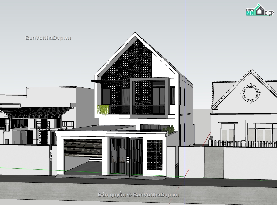 Model su nhà phố 2 tầng,model sketchup nhà phố 2 tầng,file su nhà phố 2 tầng,model nhà phố 2 tầng