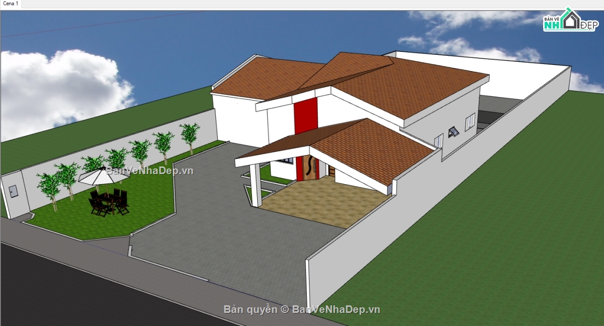nhà cấp 4 sketchup,sketchup nhà cấp 4,nhà cấp 4,Model 3d nhà cấp 4
