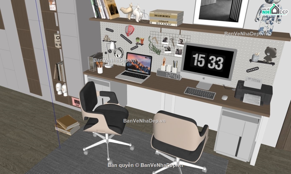 bàn làm việc,File sketchup  nhà làm việc,bàn làm việc hiện đại