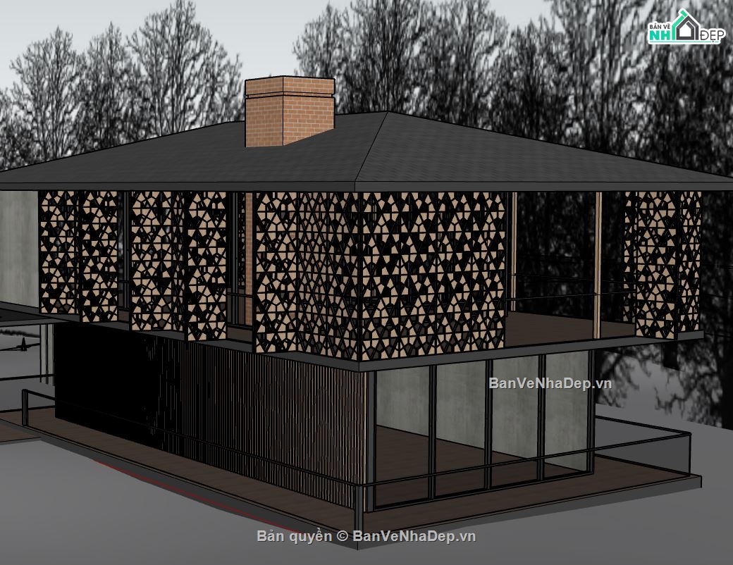 nghỉ dưỡng,Model sketchup nhà 2 tầng,nhà nghỉ dưỡng,sketchup nhà nghỉ dưỡng 2 tầng