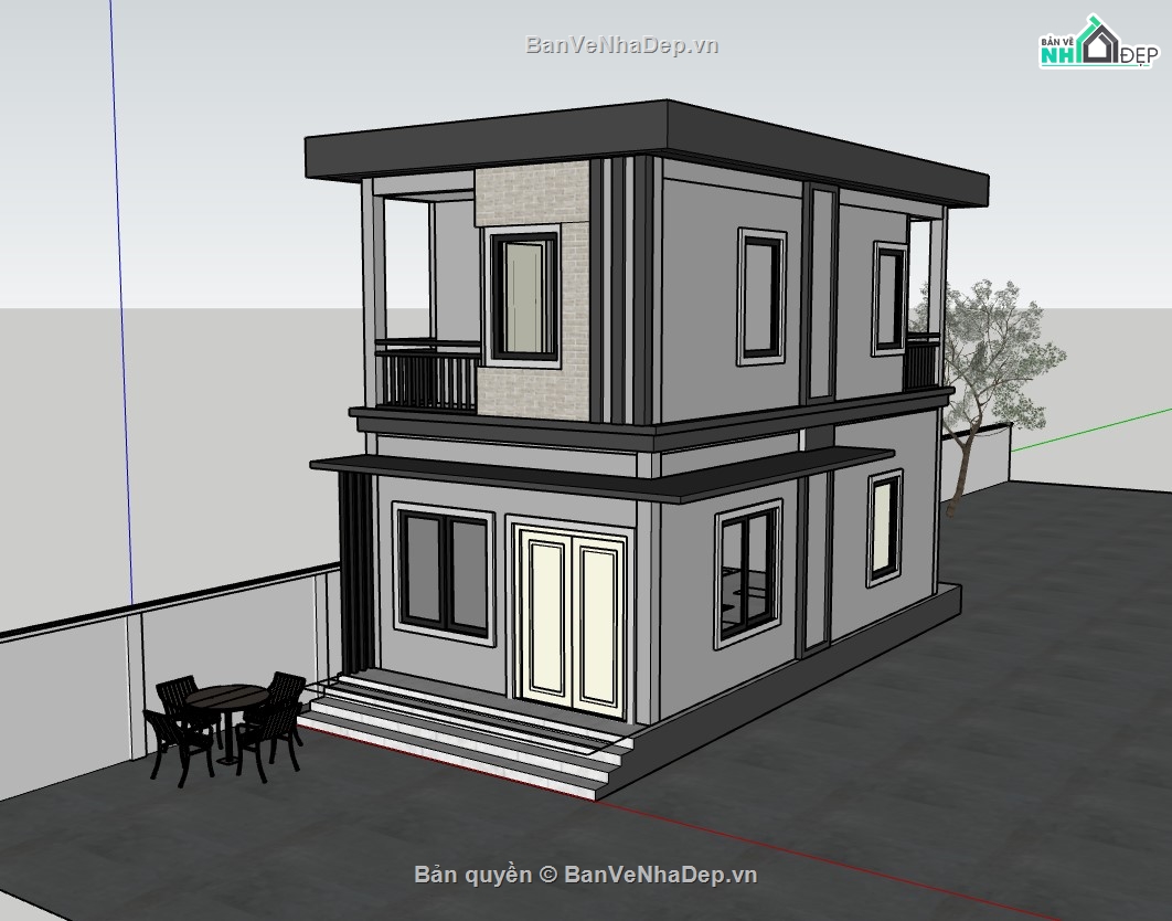 nhà phố 2 tầng,su nhà phố,su nhà phố 2 tầng,sketchup nhà phố