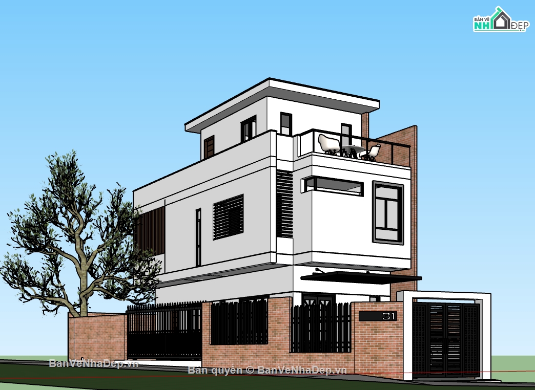 nhà phố 2 tầng,File sketchup nhà phố 2 tầng,sketchup nhà phố 2 tầng,model sketchup nhà phố 2 tầng