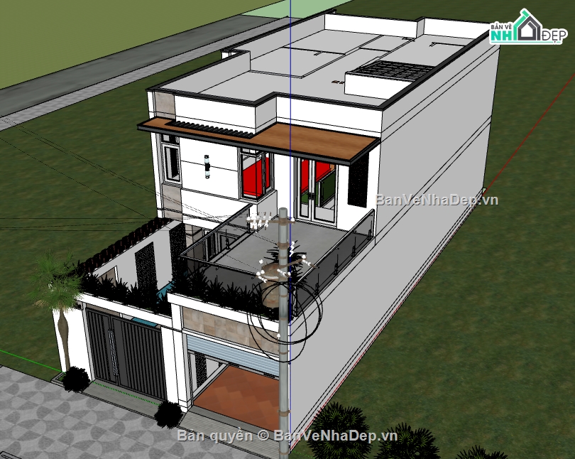 file su nhà phố 2 tầng,model su nhà phố 2 tầng,file sketchup nhà phố 2 tầng,model sketchup nhà phố 2 tầng