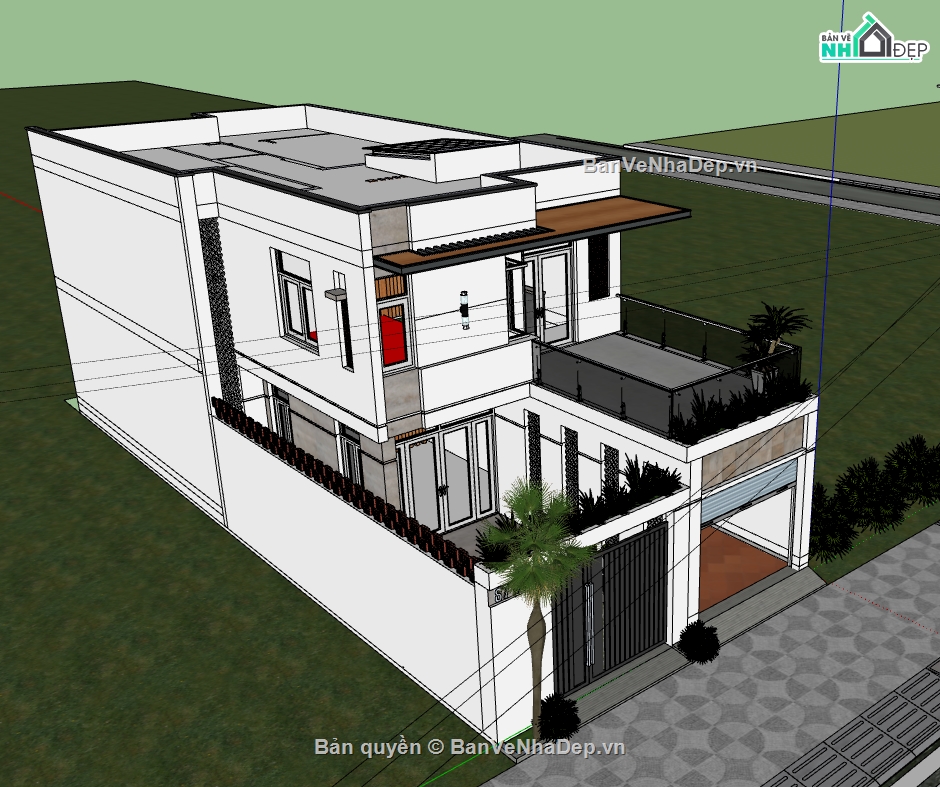 file su nhà phố 2 tầng,model su nhà phố 2 tầng,file sketchup nhà phố 2 tầng,model sketchup nhà phố 2 tầng