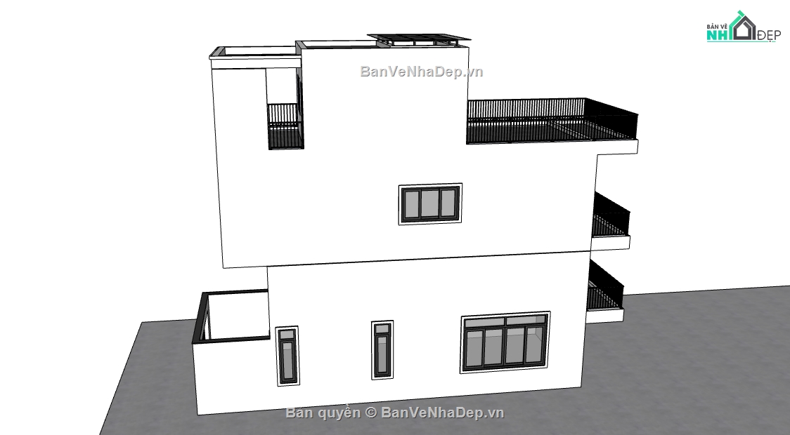 nhà phố 3 tầng,file sketchup nhà phố 3 tầng,model sketchup nhà phố 3 tầng,3d sketchup nhà phố 3 tầng