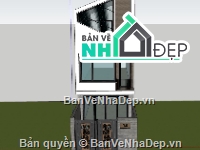 Sketchup nhà phố 3 tầng,nhà phố 5x14.2m,thiết kế nhà phố hiện đại