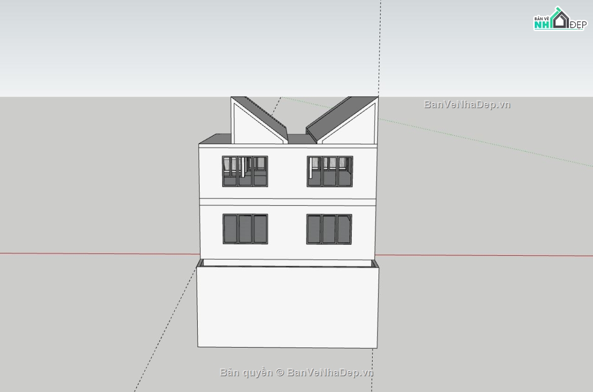 nhà phố 3 tầng,sketchup nhà phố,ngoại thất nhà phố