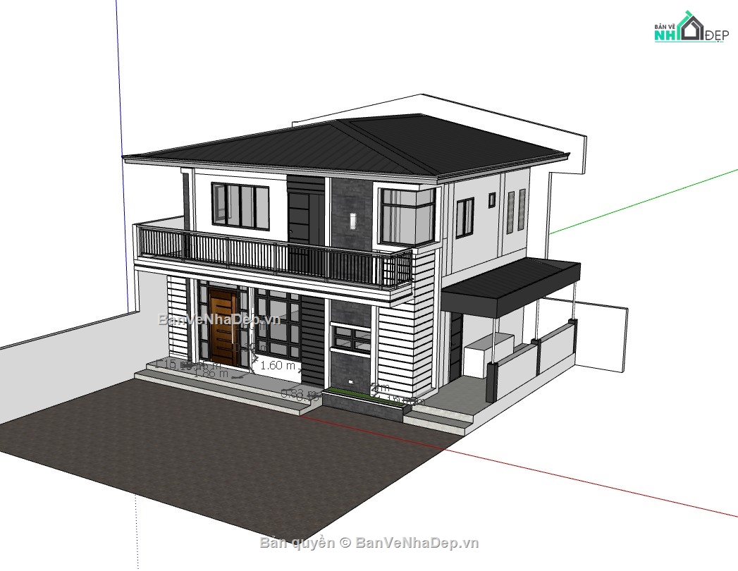 biệt thự,su biệt thự,sketchup biệt thự,su biệt thự 2 tầng,sketchup biệt thự 2 tầng