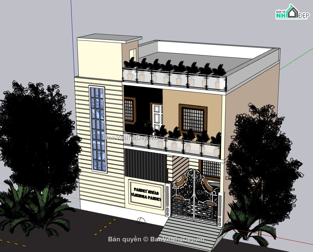 biệt thự 2 tầng,Model sketchup biệt thự,sketchup biệt thự