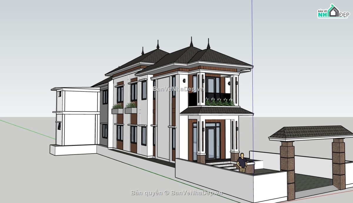 mẫu nhà phố 2 tầng đẹp,file sketchup nhà phố 2 tầng,sketchup nhà phố 2 tầng