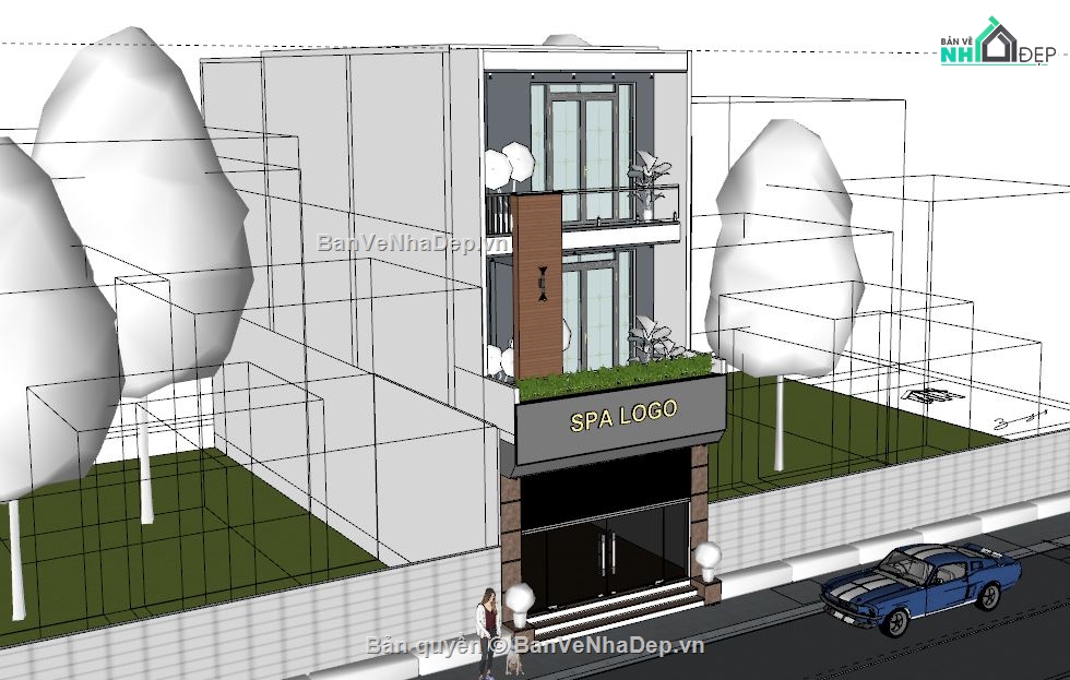mẫu nhà phố 3 tầng sketchup,nhà phố 3 tầng,model sketchup nhà phố 3 tầng,sketchup nhà phố 3 tầng