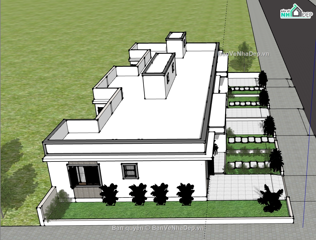 sketchup nhà phố 1 tầng,model 3d nhà phố 1 tầng,model su nhà phố 1 tầng,file su nhà phố 1 tầng,file 3d nhà phố 1 tầng