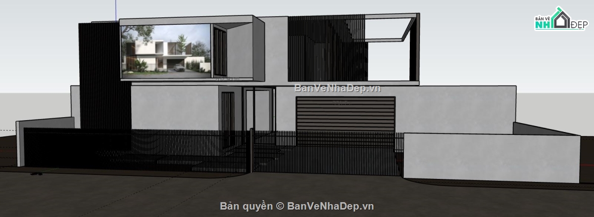 mẫu nhà phố 2 tầng,mẫu nhà 2 tầng,sketchup nhà phố 2 tầng